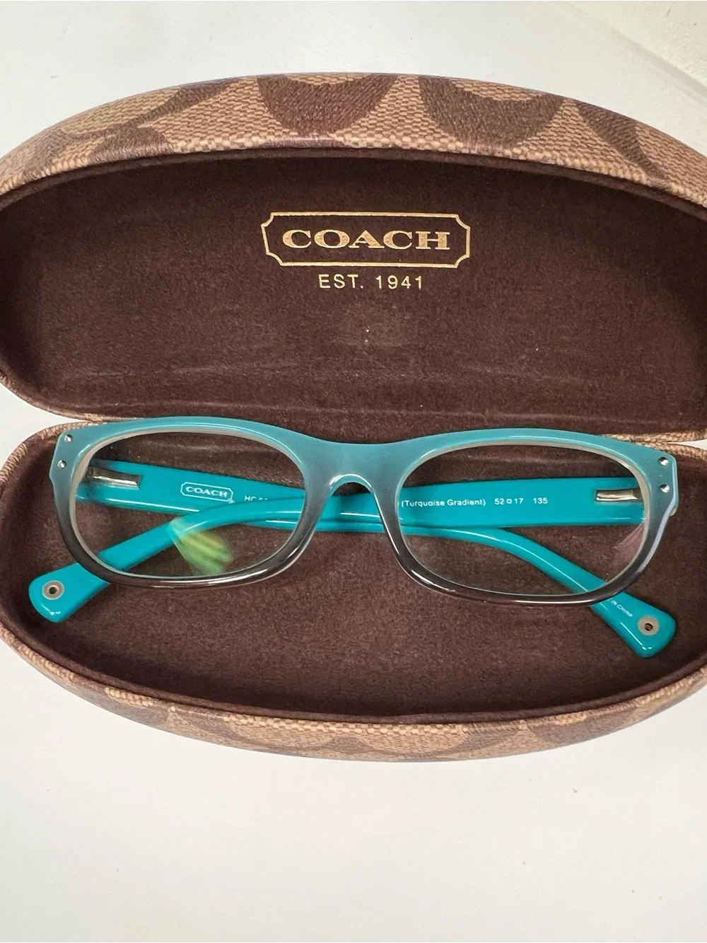 Coach Turquoise Gradient Eyeglass Frames with Case